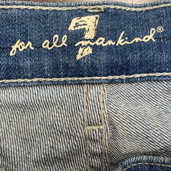 7 For All Mankind Womens Blue Cotton/Elastane Bootcut Jeans Distressed Size 28 - Picture 7 of 10